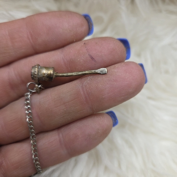 Vintage Nepal Tibetan Copper Stone Pendant Snuff Bottle - Picture 7 of 9